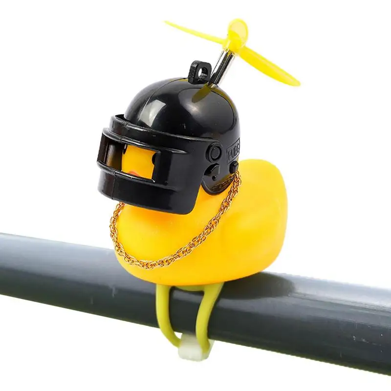 Motorcycle Handlebar Yellow Duck Decoration Rubber Duck Toy Car Ornaments Car Dashboard Decorations With Propeller Helmet