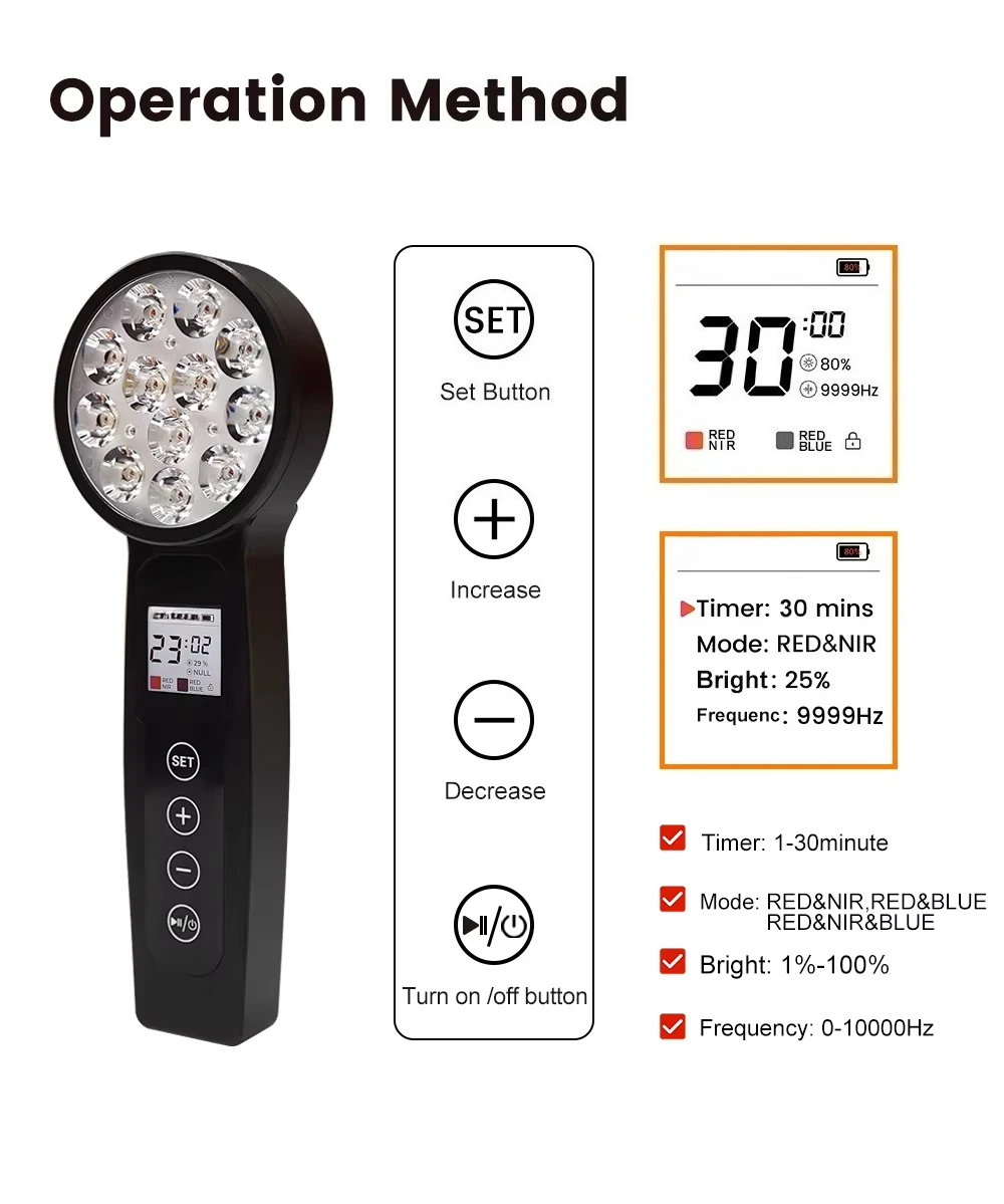Rechargeable Handheld Multi-Function Beauty Device with Blue & Red Light Therapy Targeted Face Relief US Plug Type