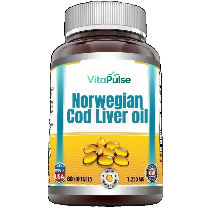 Omega Norwegian Cod Liver Oil 1250mg 60 Capsules Supplement (fresh Orange Flavor)
