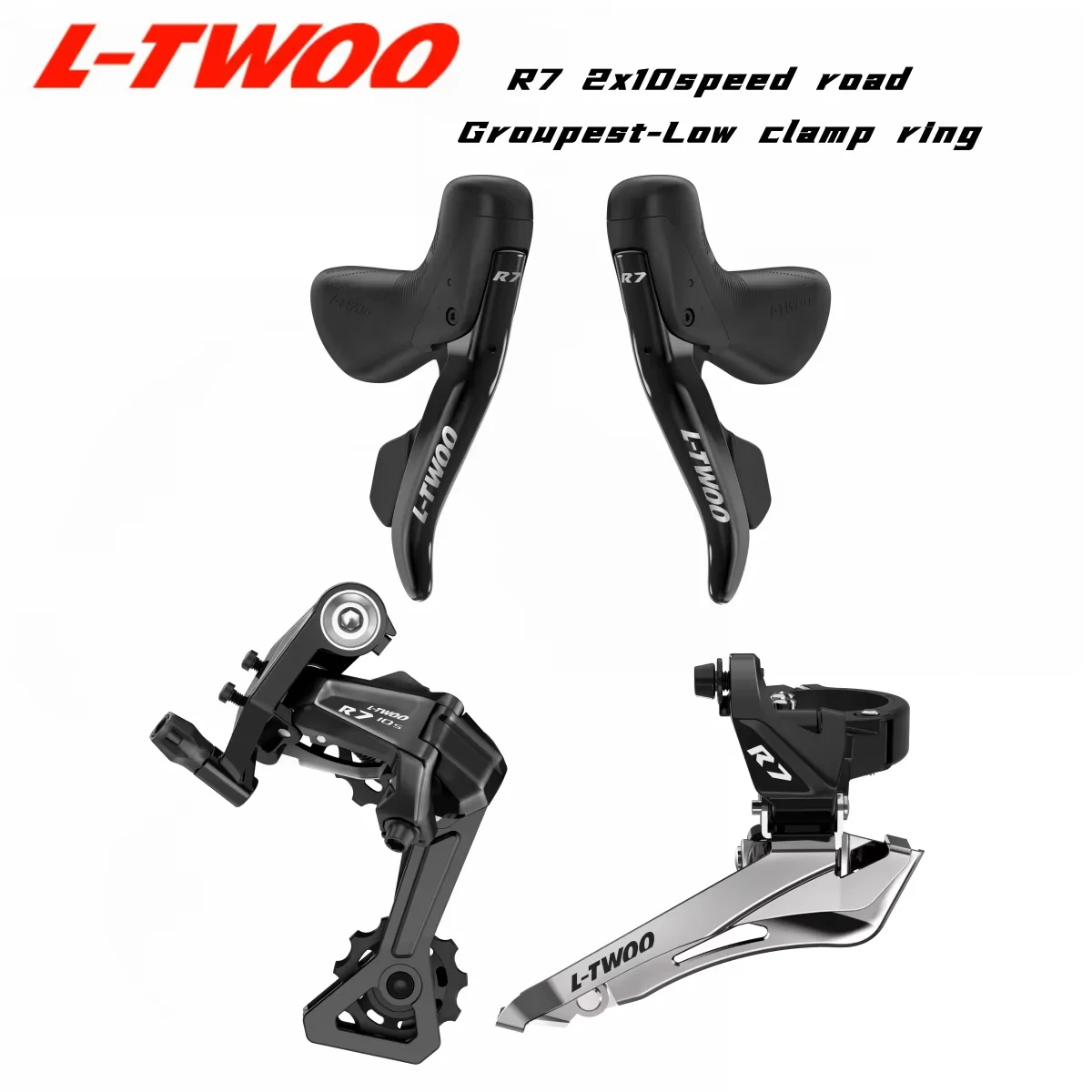 

L-TWOO R7 2x10 speed road bicycle Groupest，L/R Shift Lever+F/R Derailleur,clamp ring,10S