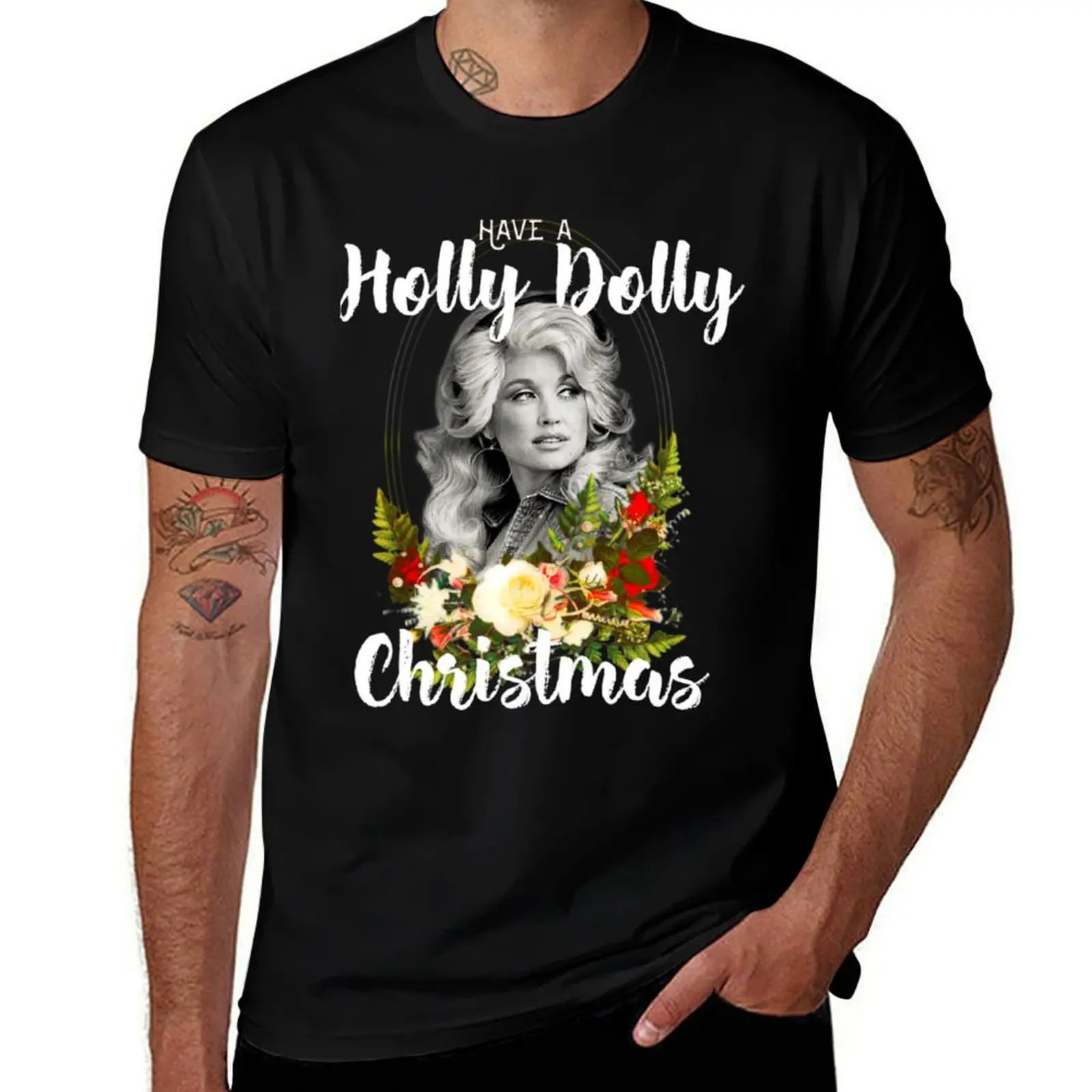 Have A Holly Dolly Christmas Ess T-Shirt Plus Size Workout Short Sleeve Top T-Shirt