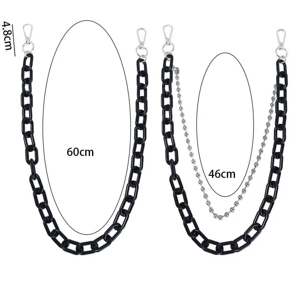 Cadenas de acrílico verde metalizado, cadenas de plástico para pantalones de doble capa para hombres y mujeres, cinturones de plástico, cadenas de cintura estilo punk