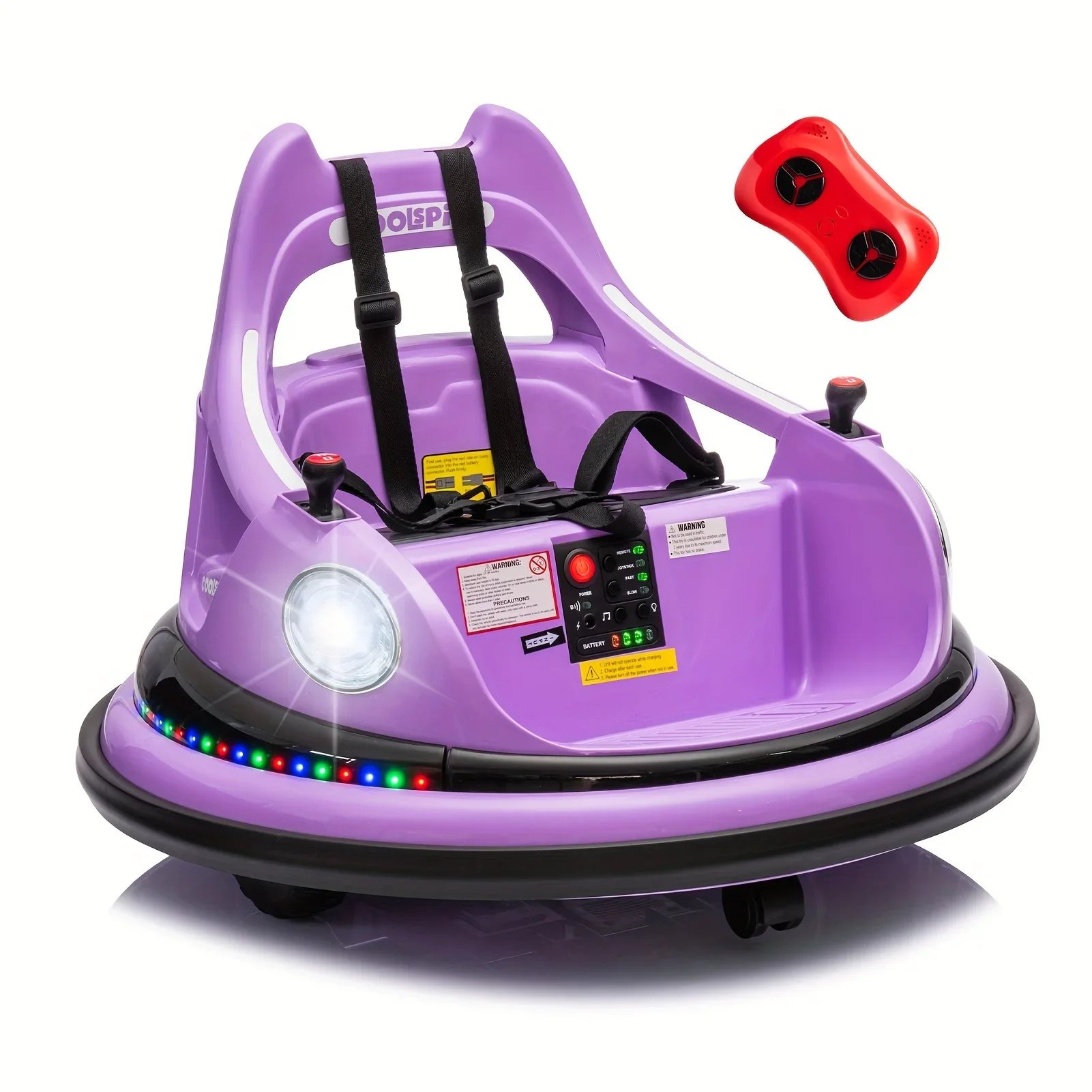 Jouets de véhicule électrique, Spin résistant à 360, Environnement de sécurité, Lumières LED, Carrosserie de véhicule, Tour sur pare-chocs, 12V