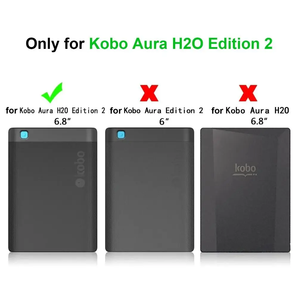 PU Leather 6.8 inch e-Reader Cover Shockproof Auto Sleep/Wake Protective Shell Ultra Slim Colorful for Kobo Aura H2O Edition 2
