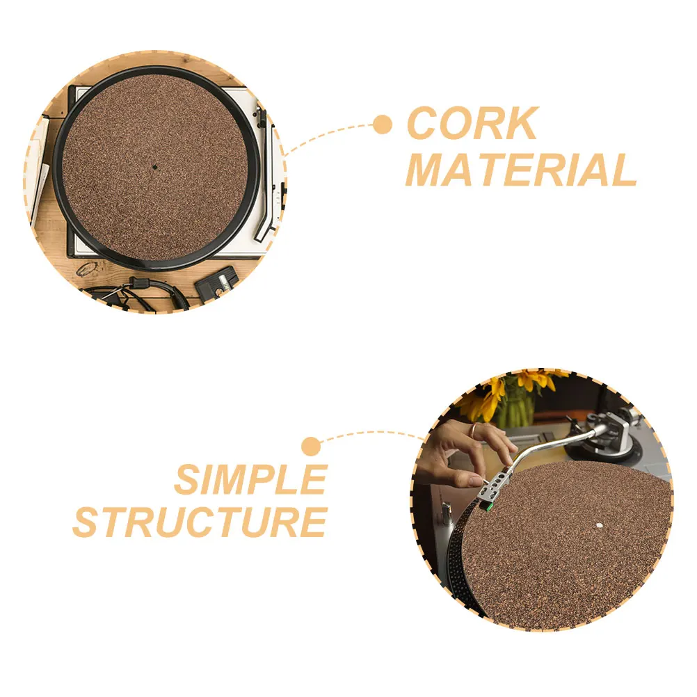 

2pcs Vinyl Record Mat 12 Inch Black Cork Pad for Turntable Shock Absorption Groove Free Easy Cleaning Long Lasting