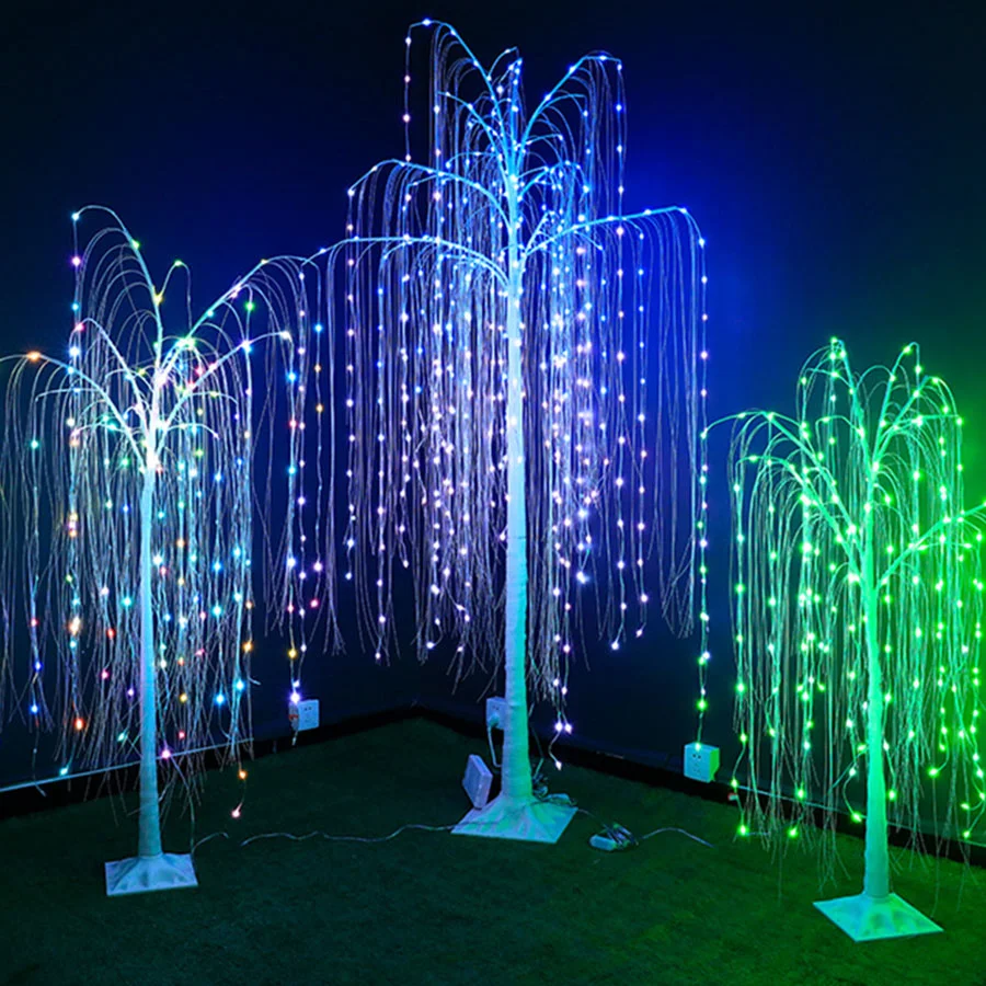 2.1M 400 LED Willow Tree Light Outdoor Lighted Willow Tree Christmas Bonsai Tree Light with Timer Remote for Holiday Party Decor