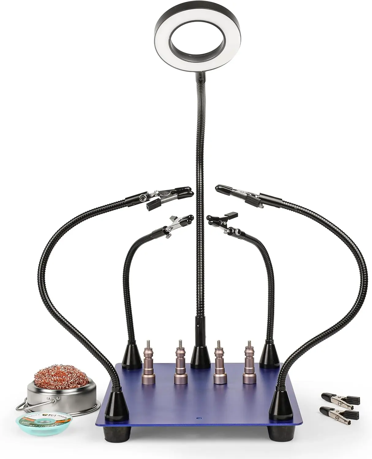 

Helping Hands Soldering Station with Magnifying Lamp, Flexible Arms, Magnetic PCB Holders & Heavy Duty Base