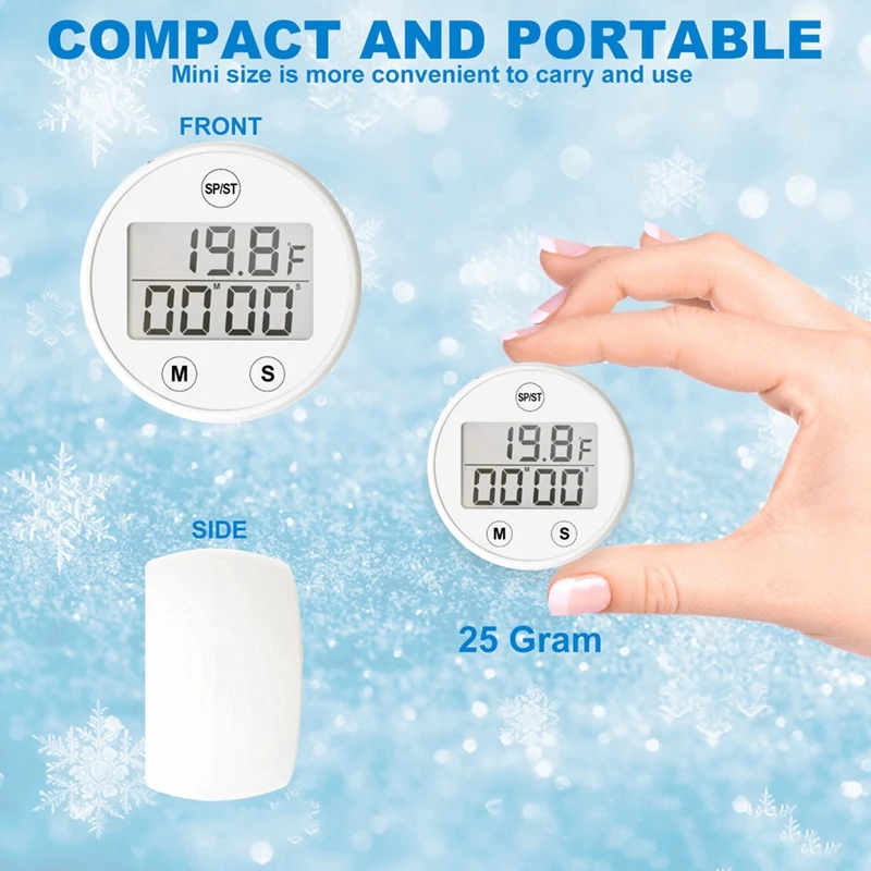 BAAG-Ice Bath Thermometer With Timer Automatic Ice Bath Water Thermometer Humidity Instruments Home Measurement Tools
