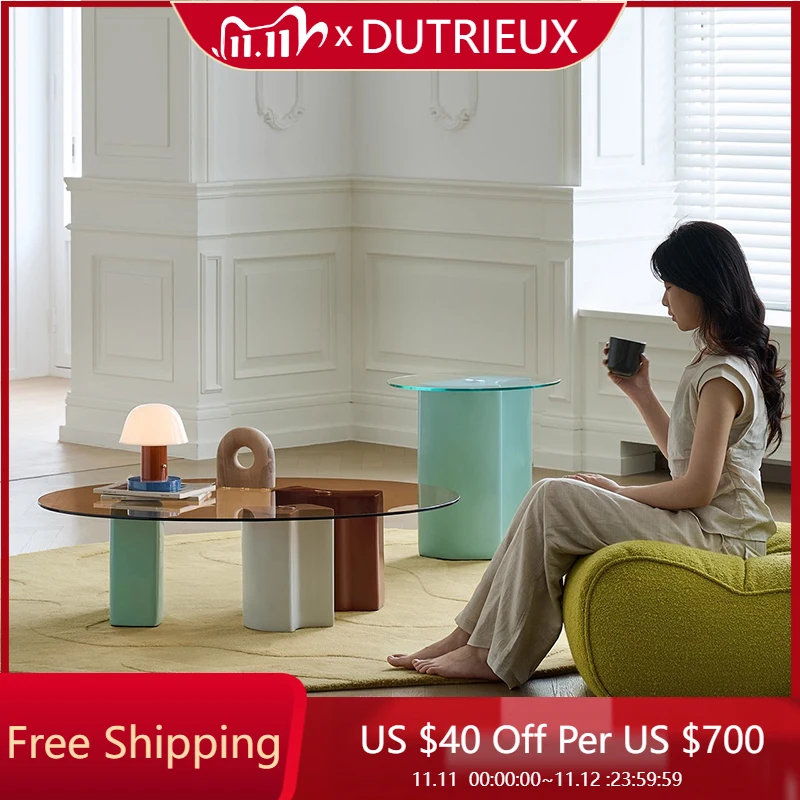 

Glass Transparent Coffee Table Aesthetic Standing Unique Modern Coffee Table Decoration Nordic Mesa Auxiliar Home Furniture