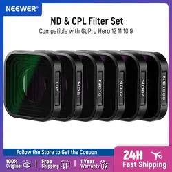 NEEWER ND Filter Set Compatible with GoPro Hero 12 11 10 9 Black 6 Pack CPL/ND8/ND16/ND32/ND64/ND1000 Action Camera Accessory
