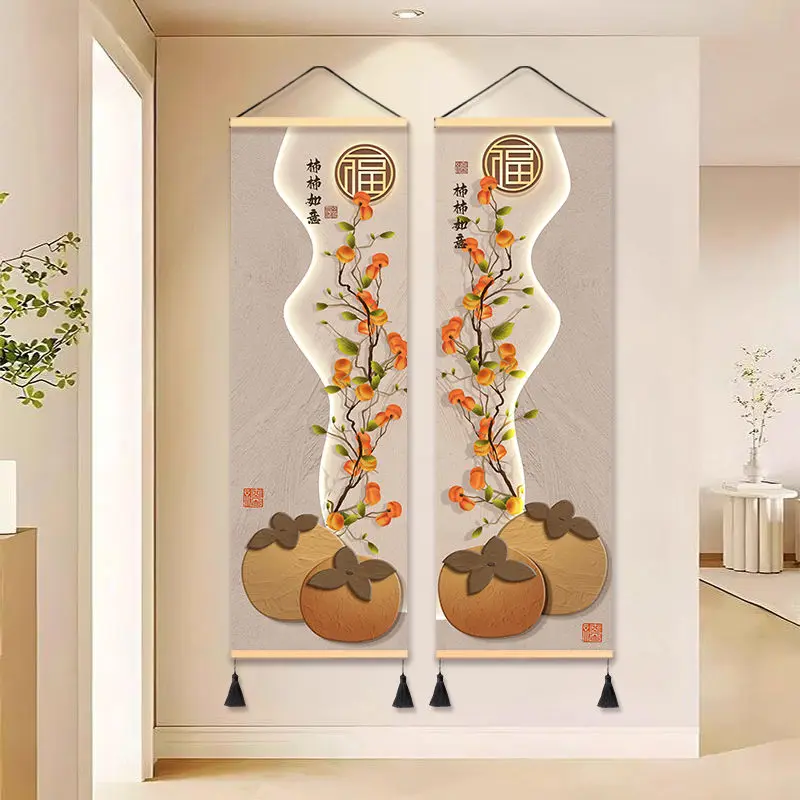 Modern Lucky Persimmon Wall Hanging Scenery Art for Bedroom Living Room Boutique Hostel Background Home Decor