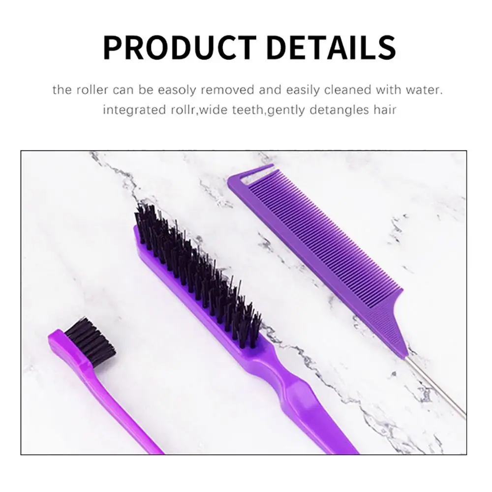 

7Pcs/Set Edge Control Hairdressing Tool Set Eyebrow Brush Plastic Hair Brush Set Ponytail Creator with Braiders