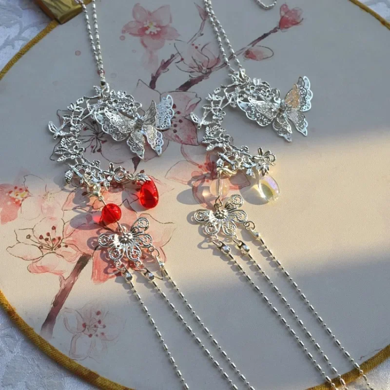 IMU Anime Cosplay Tian Guan Ci Fu Hua Cheng Xie Lian Silver Butterfly Tassel Waist Pendant Antique Hanfu Accessories COS