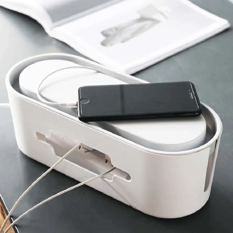 Electronics Cable Storage Box Plug Wire Organizer Anti-Dust for Charger Management