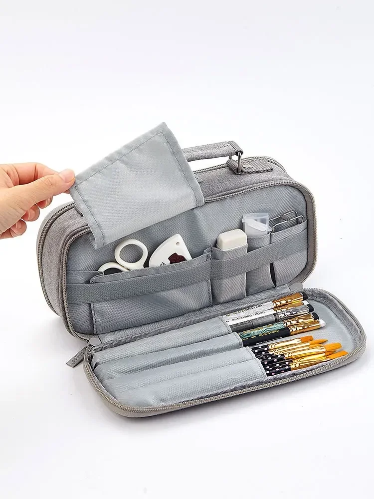 Imagem -05 - Angoo-multi Storage Large Handle Pouch para Papelaria Pen Bolsa Pencil Case Cosmetic Brush Organizer Escola e Viagem Camadas A6441