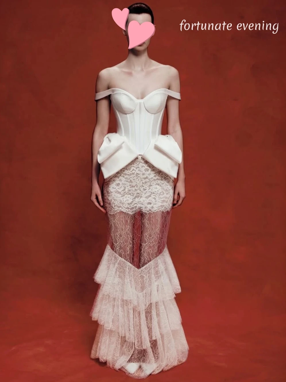 

Fortunate Evening Elegant Vintage Sweet Ivory Mermaid Lace Bow Stylish Customized Formal Occasion Prom Dress Evening Party Gowns