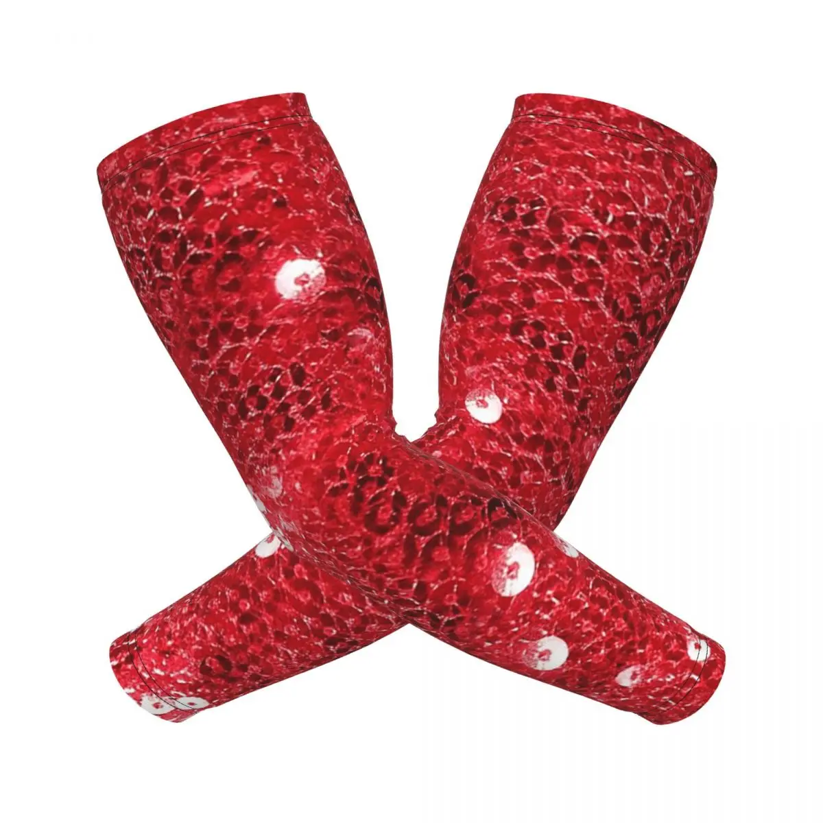 Праздничный красный (блестки) Рукава Мужчины Женщины Защита от солнца и ультрафиолета Татуировки Прикрытие Спорт Охлаждение Велоспорт