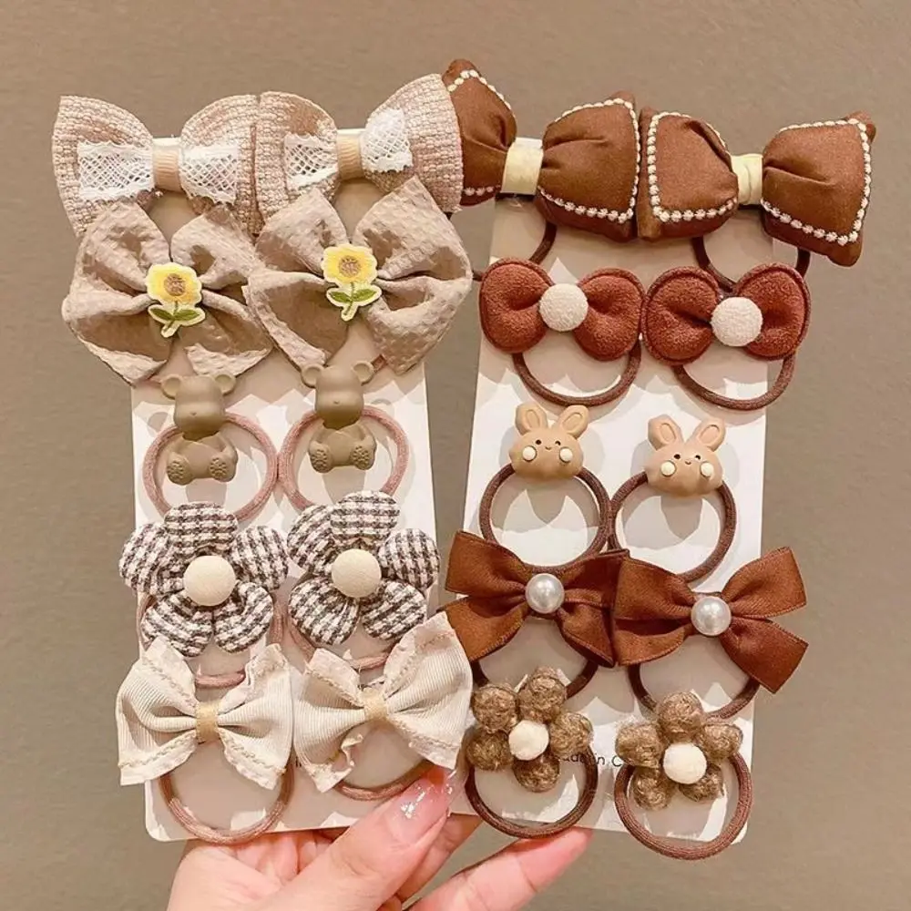 10Pcs High Quality Cute Hair Ropes Sweet Headwear Bow Hair Ties High Elastic Hair Accessories for Kids