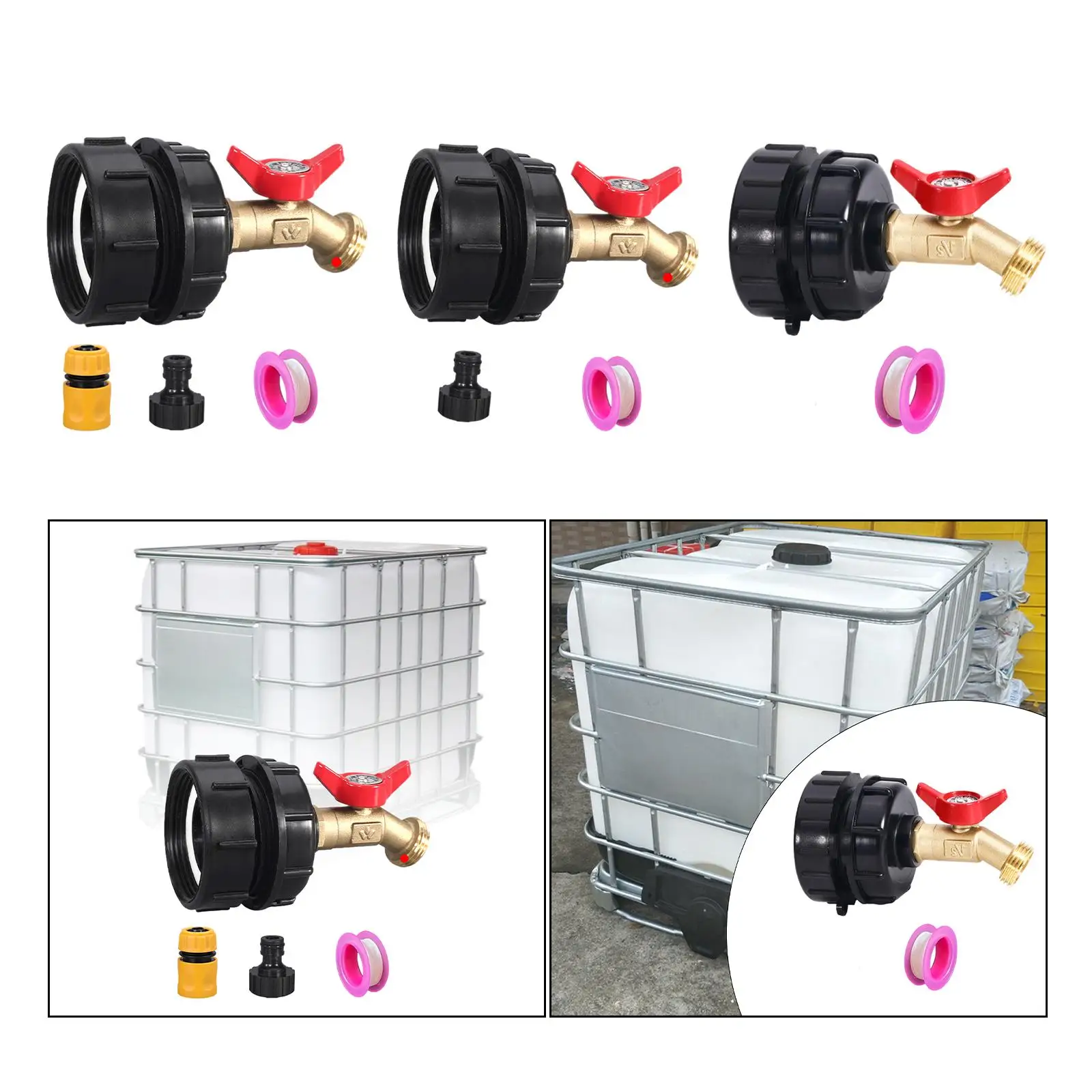 Adaptador de tanque de agua IBC Tote, fácil de instalar, 275, 330 galones