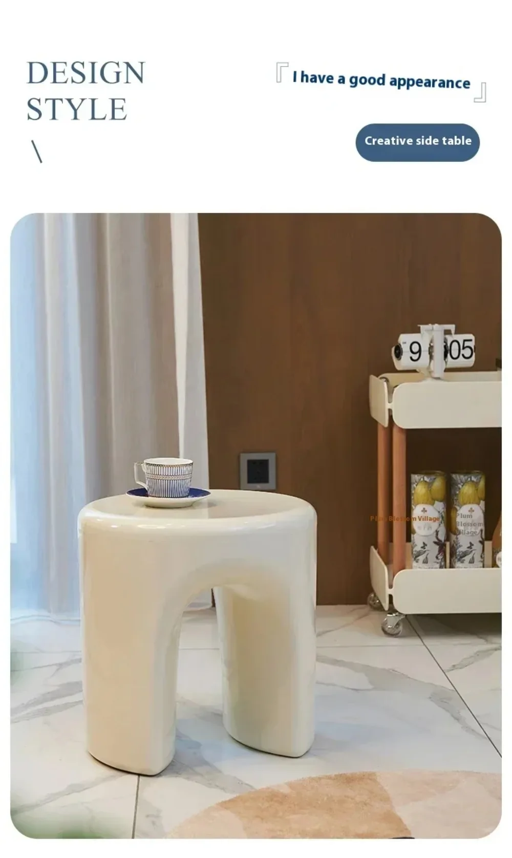 %%Creative Plastic Round Stool with Tray Sofa Side Organizer Coffee Table for Living Room Nordic Decorative Changing Shoes Bench