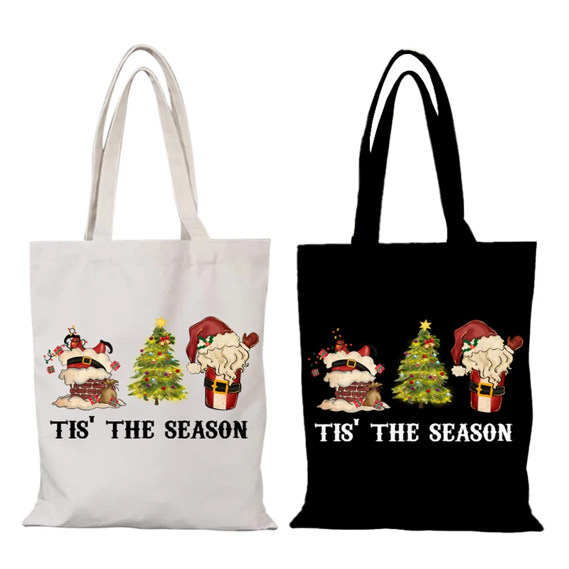 New Year Gift Women's Shoulder Bag Cartoon Cloth Bags Merry Christmas Anime Tote Bag Canvas Sac De Courses Handbags Eco Shopper