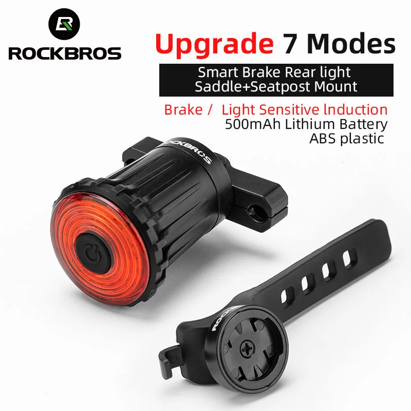 ROCKBROS Smart Brake Sensor Bike Light 100LM 500mAH Bicycle Rear Light USB Lamp Seatpost Saddle Warning Cycling Tail Light