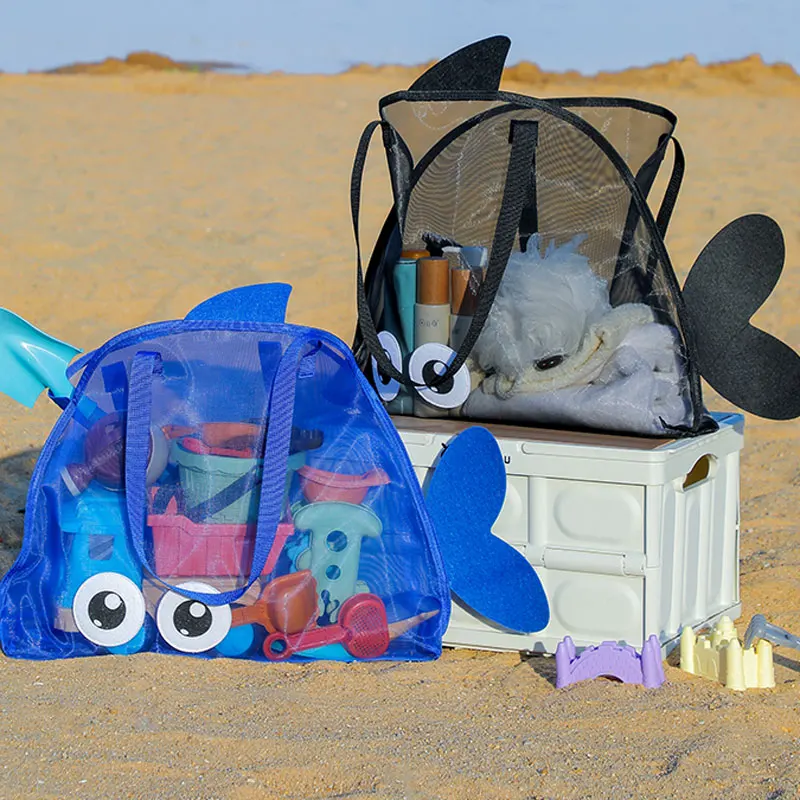 Cute Beach Mesh Bag Toy Storage Basket Makeup Pouch Handheld Toiletry Bag Picnic Basket Home Organizer Summer Travel Essentials