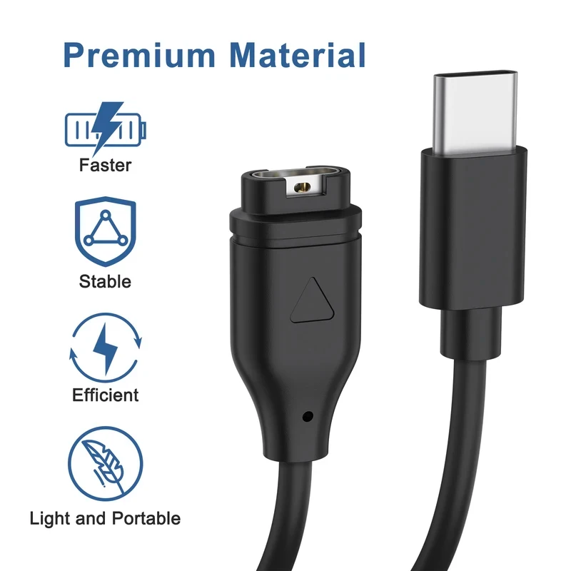 Type C Watch Charger Cable for Garmin Venu2/VenuSq2/3/3S Fenix 5/6/7 Vivoactive4/4S/3 Fast Charging Cord For Forerunner 255/945