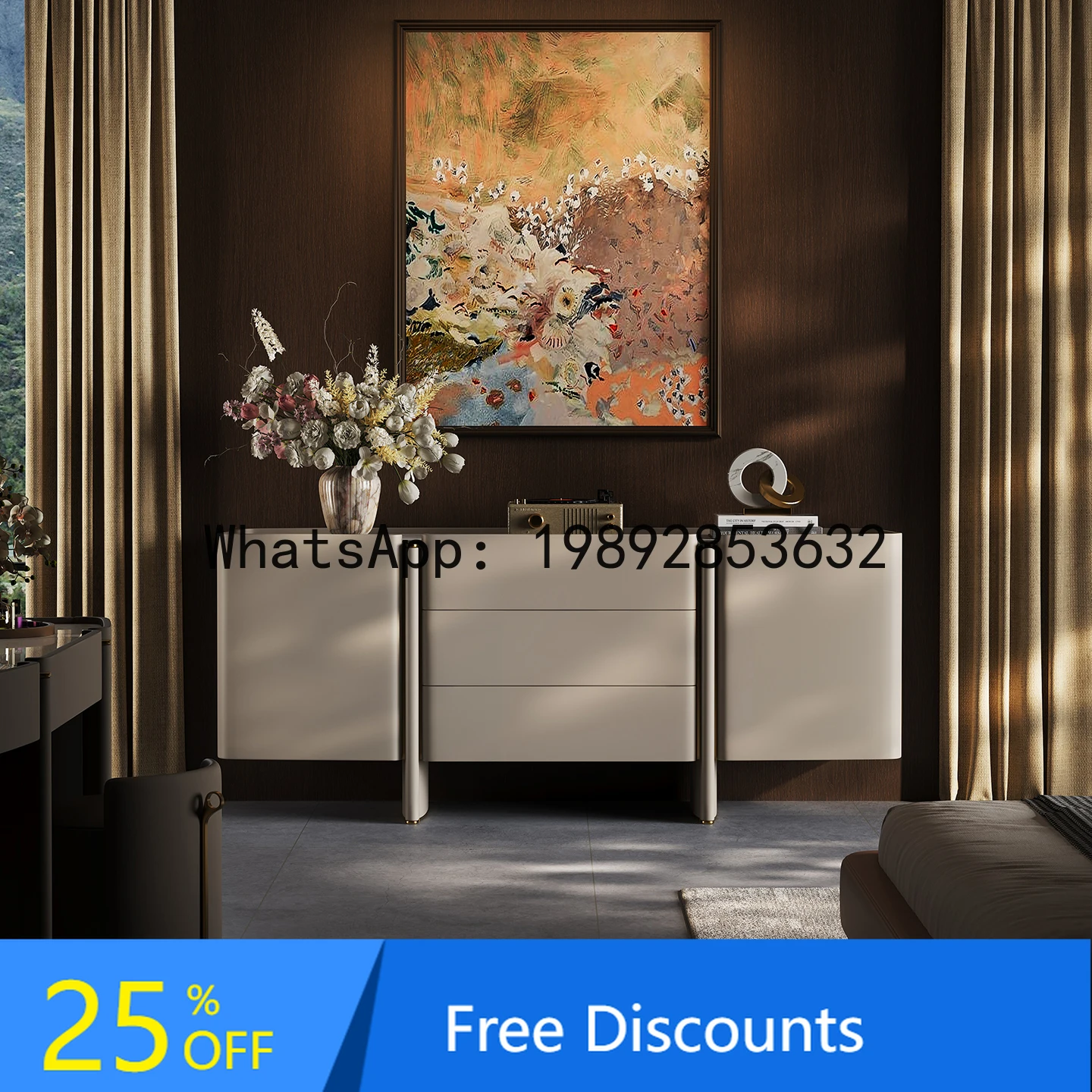 

XL Luxury Living Room Marble Storage Cabinet Wall-Mounted Storage Cabinet Bedroom Chest of Drawers