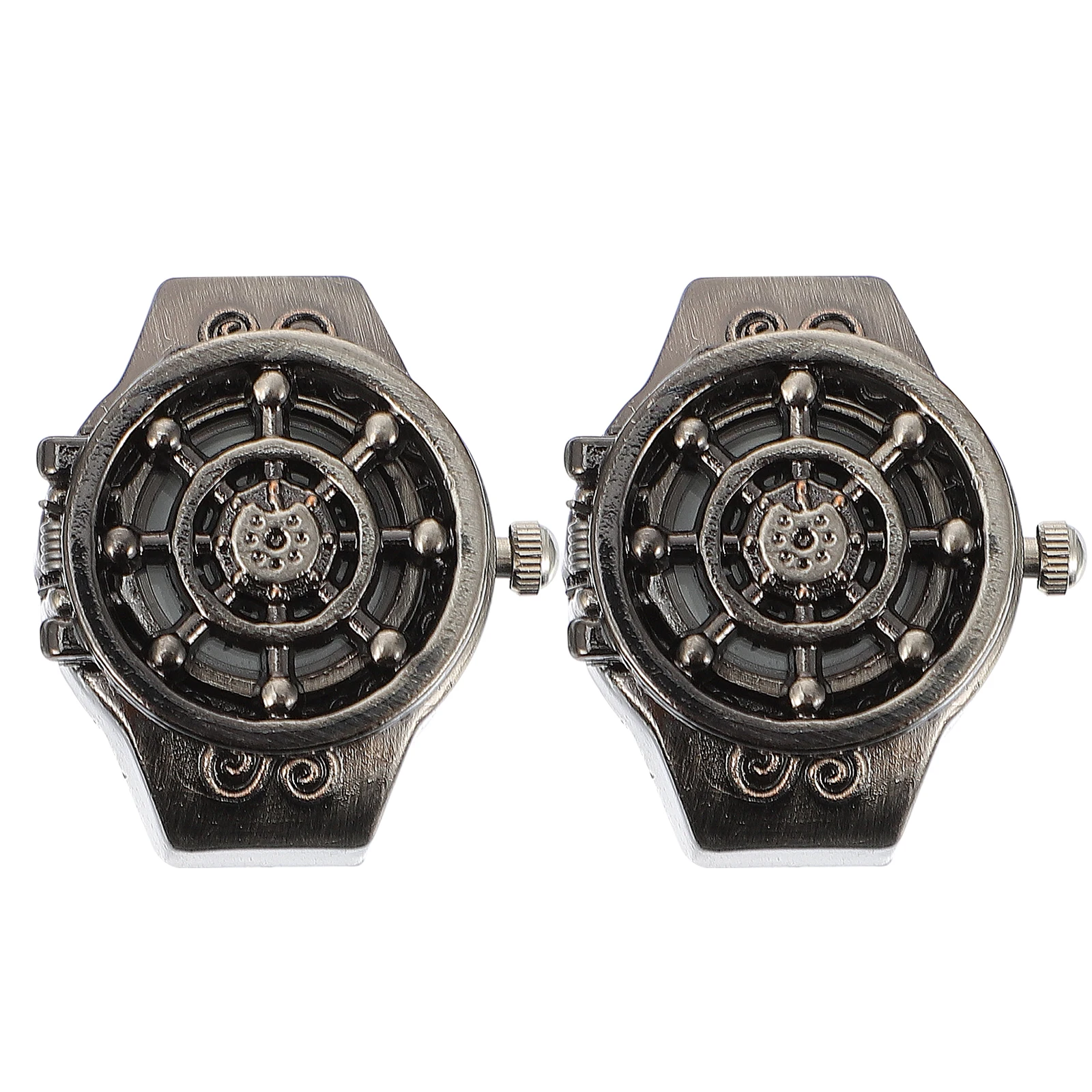 

2Pcs Adjustable Zinc Alloy Rudder Ring Watch Digital Lady Jewelry Fashionable Durable Decorative Watches For Women Gifts