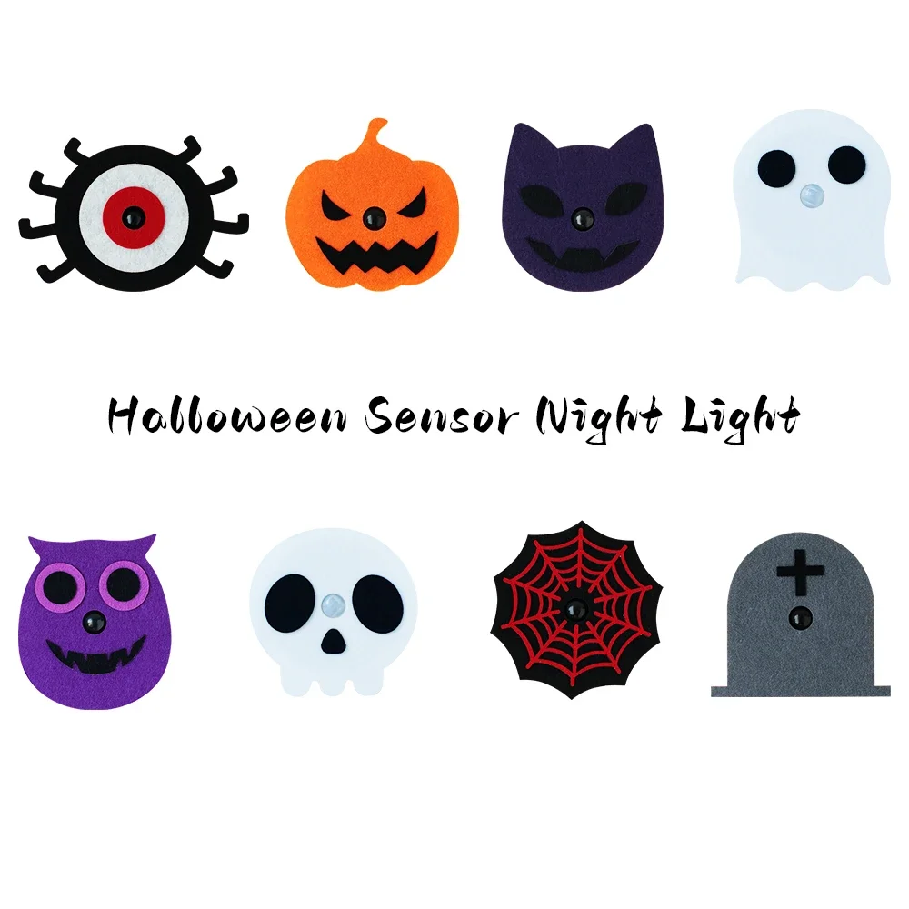 LED Halloween Sensor Night Light Halloween Ambient Light Wool Felt Motion Sensor Wall Lamp LED Nightlight Halloween Decoration