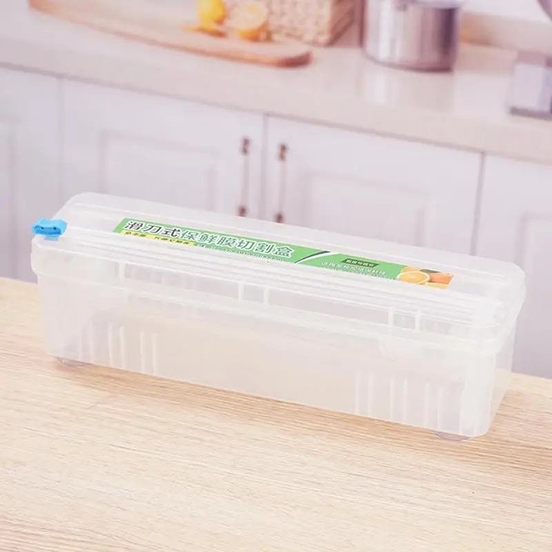 Dispenser per involucro trasparente involucro di Saran con taglierina affilata Dispenser di pellicola per alimenti in plastica organizzatore di stoccaggio per accessori per utensili da cucina