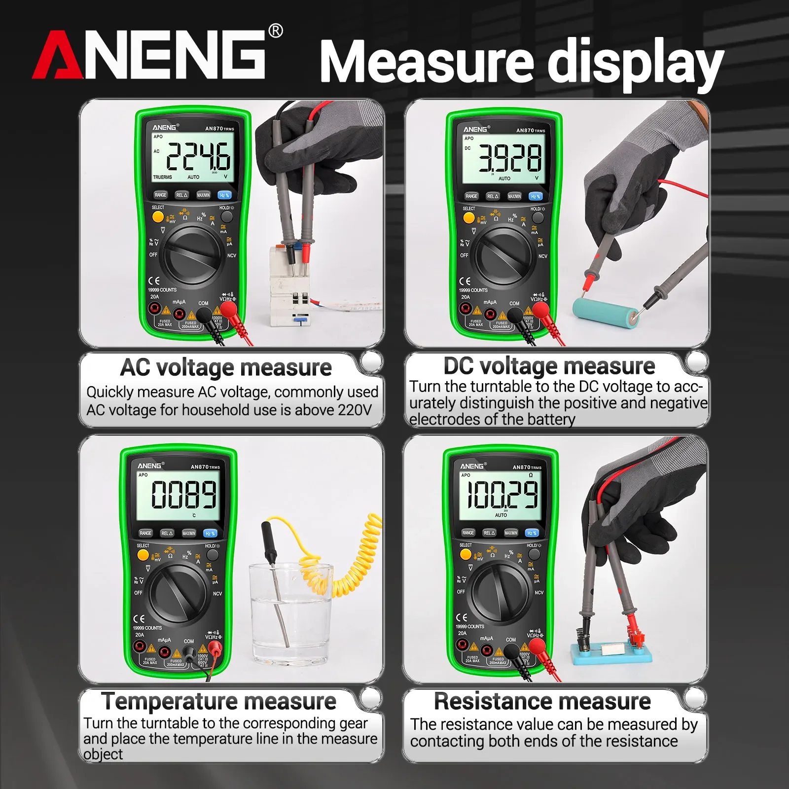 High precision multifunctional digital multimeter ANENG AN870 on/off buzzer full parameter detection electrical test instrument view 3