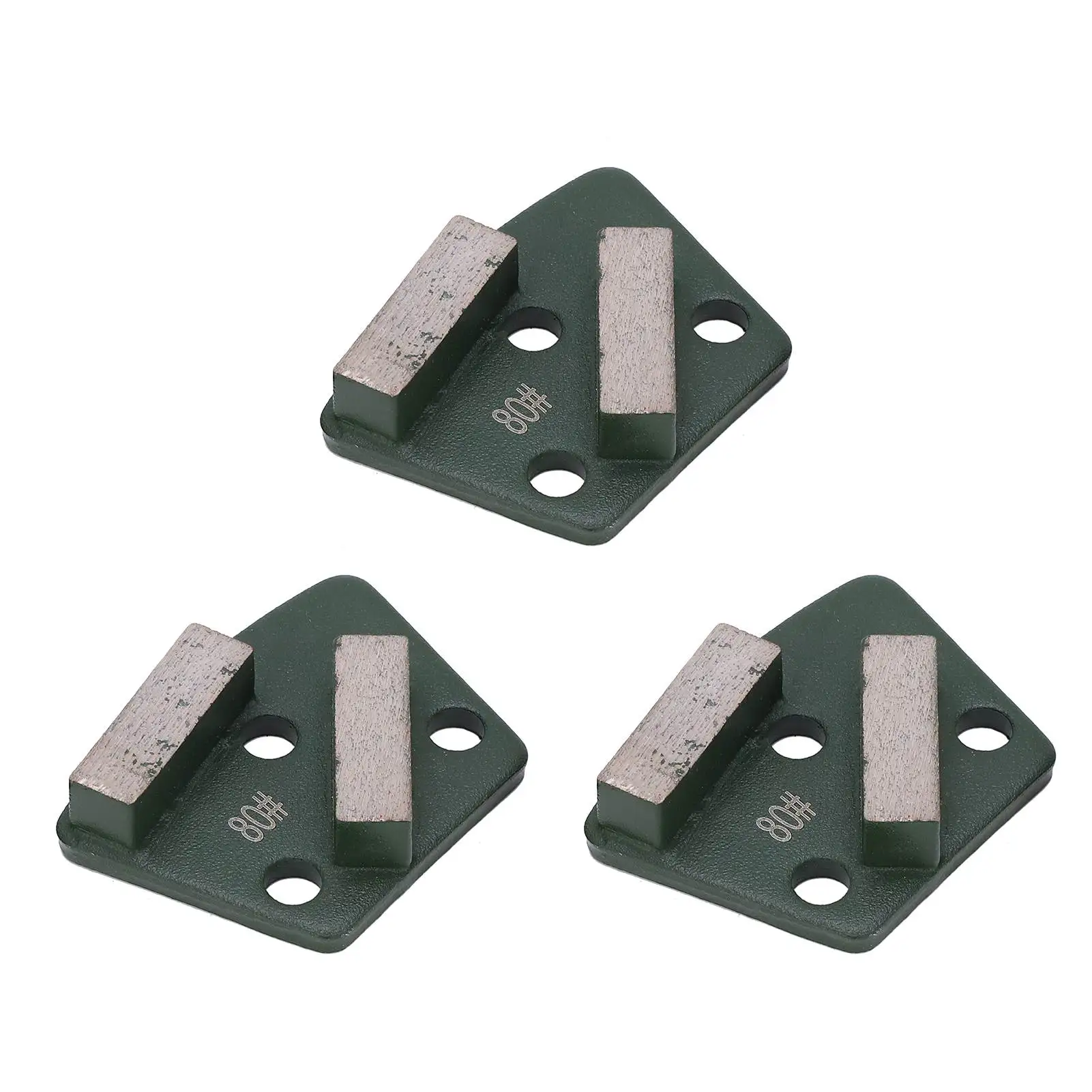 

3Pcs Diamond Grinding Shoes Trapezoid Concrete Floor Aggreesive Cutting 2 Long Teeth Green 80# Diamond Grinding Block