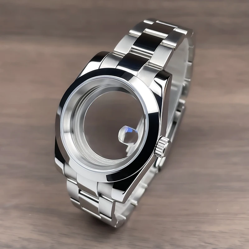 39mm platte bezel NH35 kast saffierglas roestvrijstalen kast voor Seik Mod vervangende onderdelen passend voor NH35 NH36 uurwerk horlogekasten