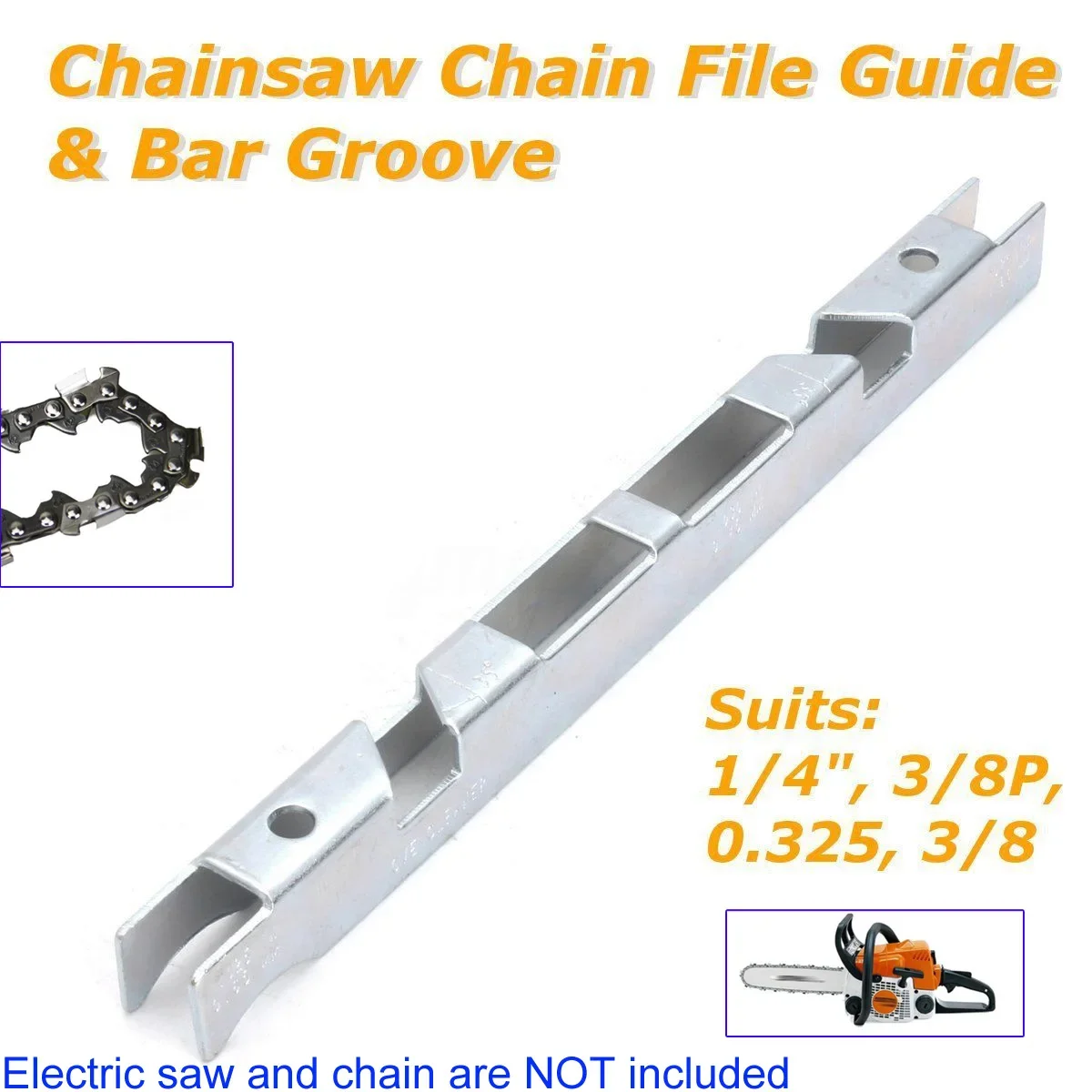 

Depth Gauge File Guide & Bar Groove Medium-Carbon Steel For 1/4" 3/8" P 0.325" Chain Saw Chainsaw Garden Too Parts
