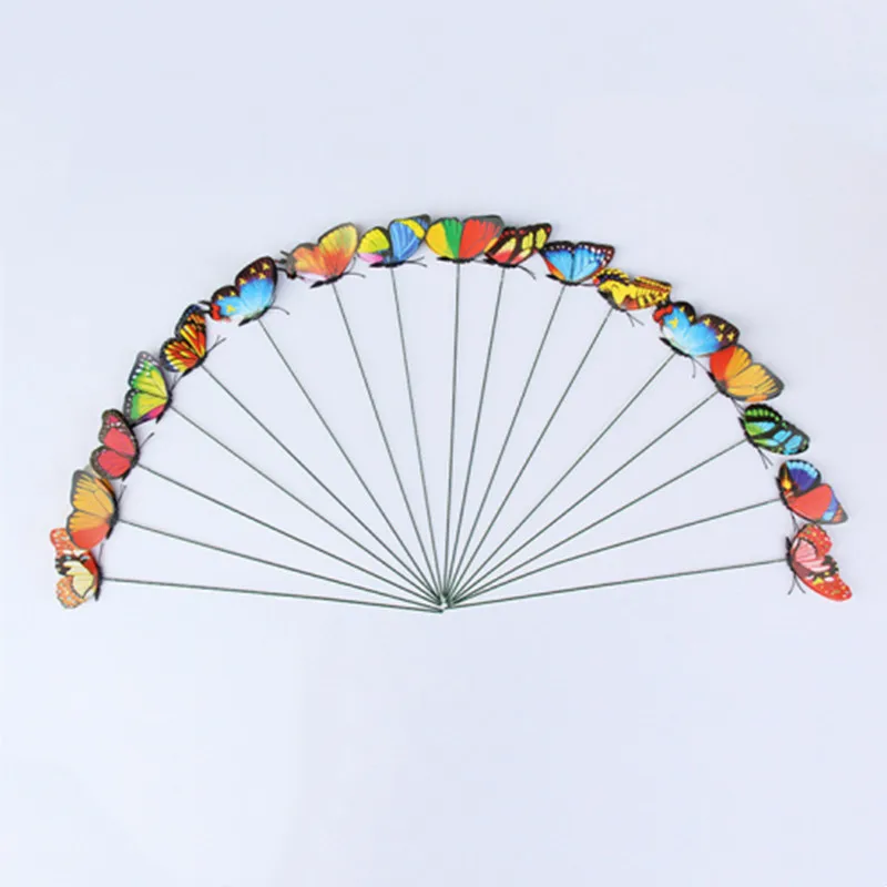 10PCS/lot Mixed Color Simulation Butterfly Insert Pole Accessories DIY Home Garden Lawn Decoration