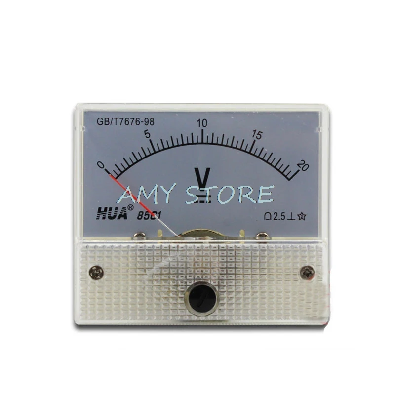 DC Analog Meter Panel 20V Current Voltage Ammeters 85C1 0-20V Gauge 63mm x 54mm x 58mm