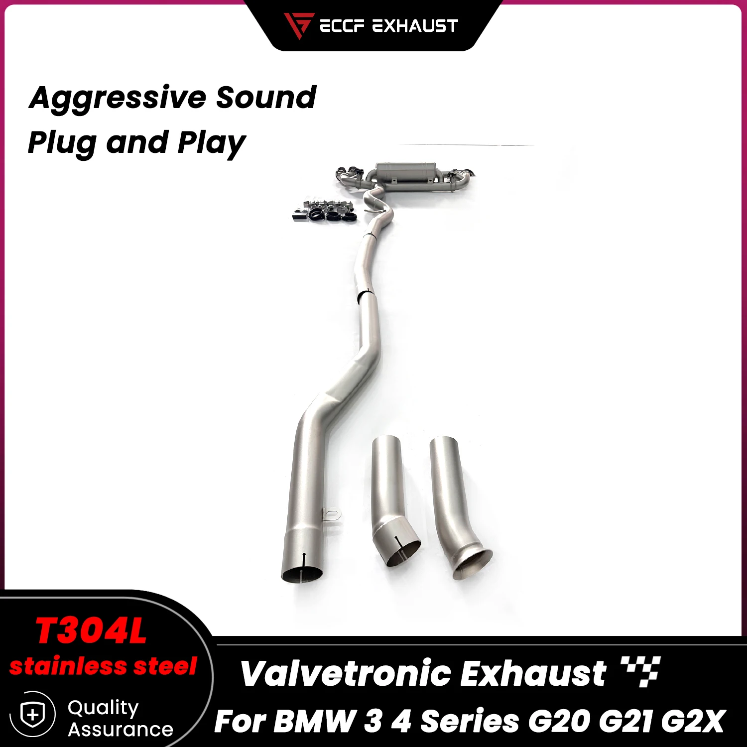 

Sporty Valvetronic Stainless Steel Catback Exhaust for BMW 3 4 Series G20 G21 G2X Aggressive Exhaust Sound Easy Installation