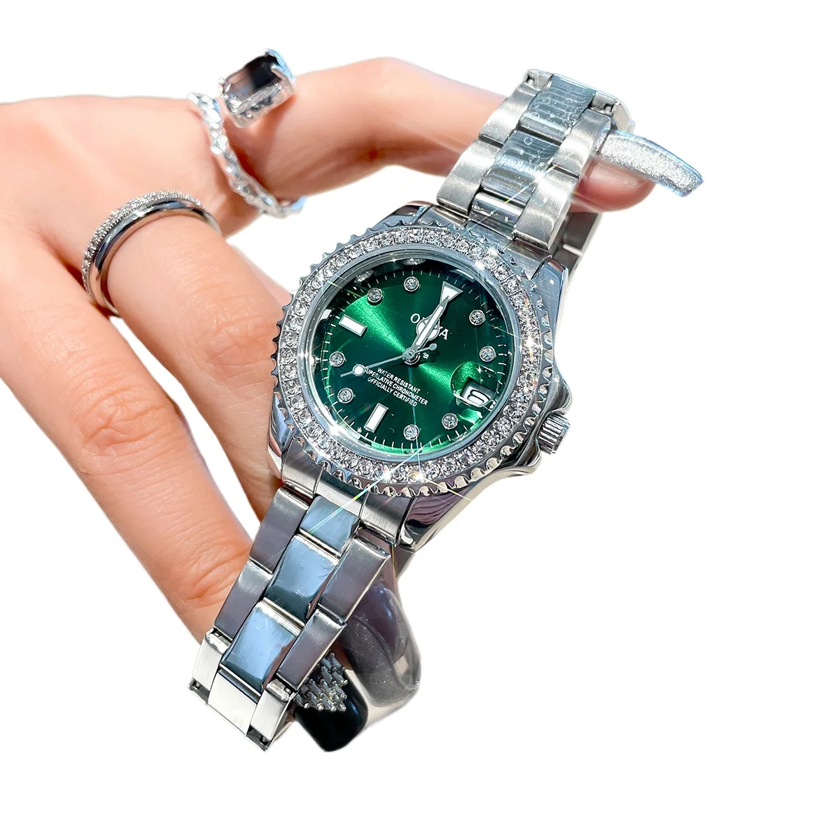 

Premium sense full diamond women's watch full diamond steel belt watch