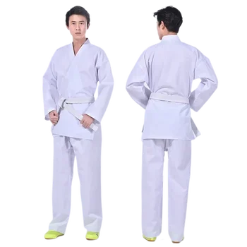 חליפת קראטה 2024 לילדים ומבוגרים סטודנטים חליפת קראטה לאומנויות לחימה חגורה חינם ג'ודו לבן