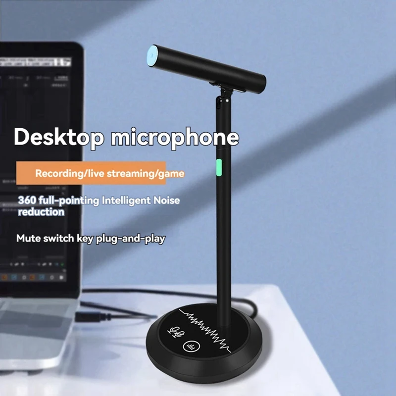 Condenser Desktop USB Microphone For PC Laptop Computer Game Live Recording Online Conference