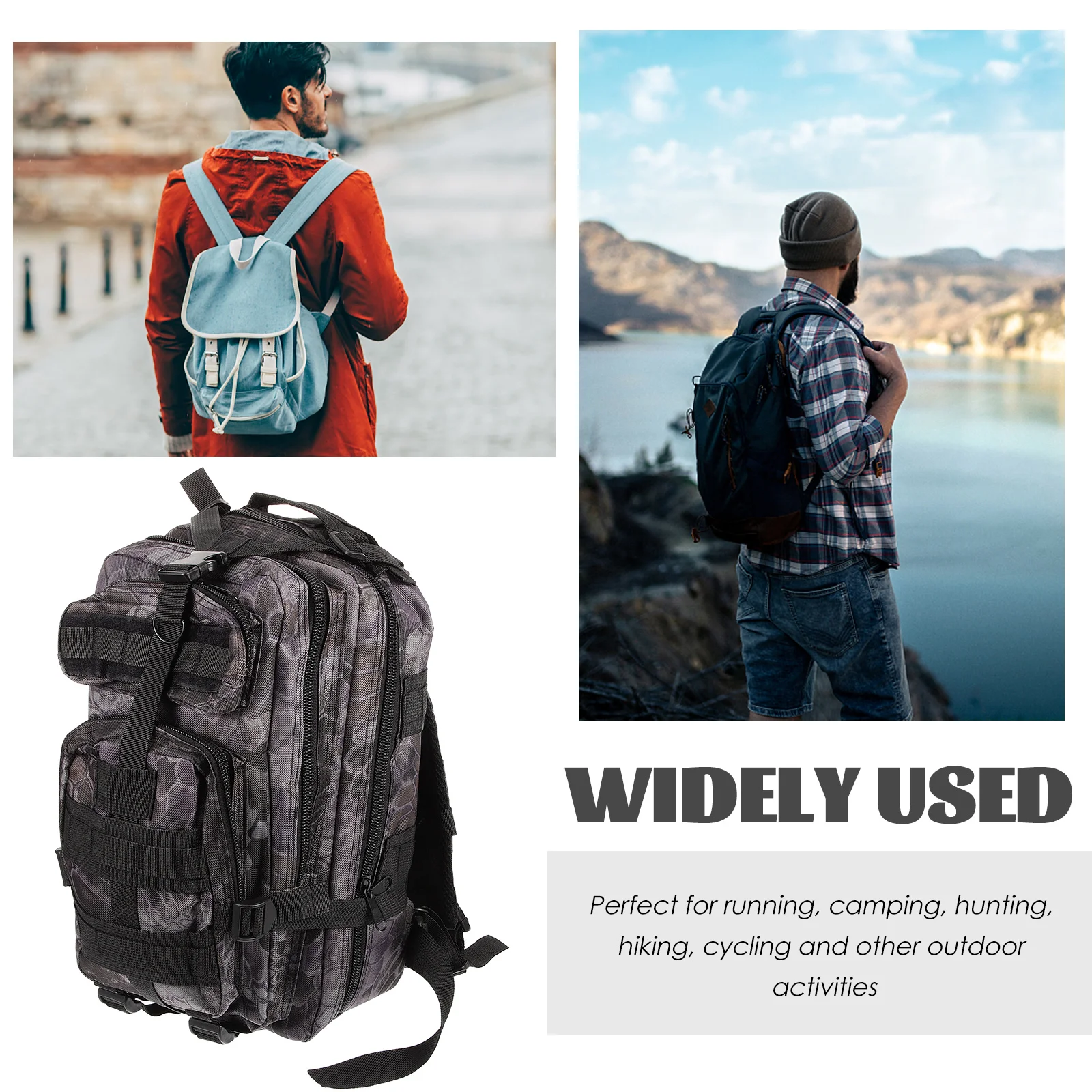 

Outdoor Backpack for Hiking Hunting Camping Large Capacity Survival Gear Bag Adjustable Straps Multiple Pockets Oxford