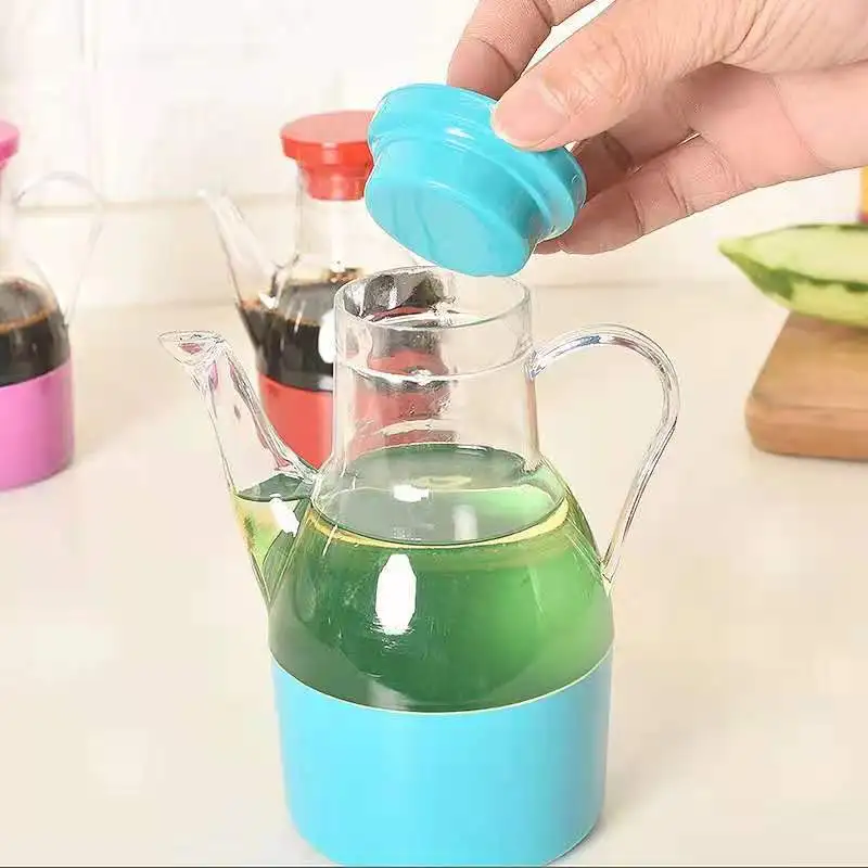 Transparent Gravy Boats Leakproof Oil Can Bottle Condiment Dispenser Plastic Soy Sauce Vinegar Container Pot Kitchen Cruet