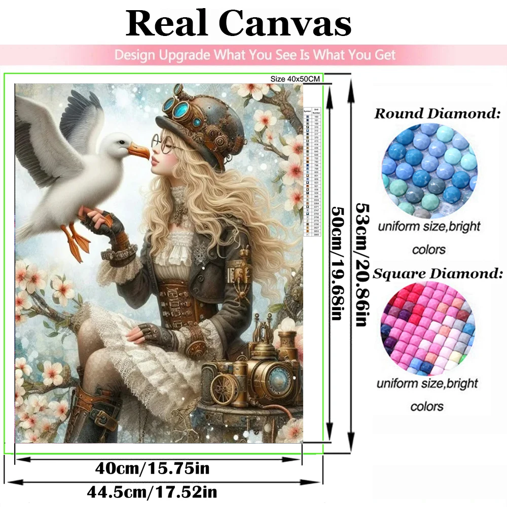 Diamond Painting Steampunk Girl With Little Dragon Bird Leopard Aniamls New 2024 5D DIY Diamond Mosaic Embroidery Cross Stith