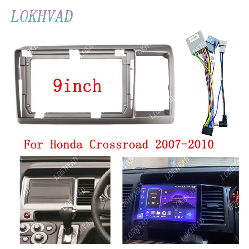 9 Inch Car Frame Fascia Adapter Android Radio Dash Fitting Panel wire harness cable Kit For Honda Crossroad 2007-2010
