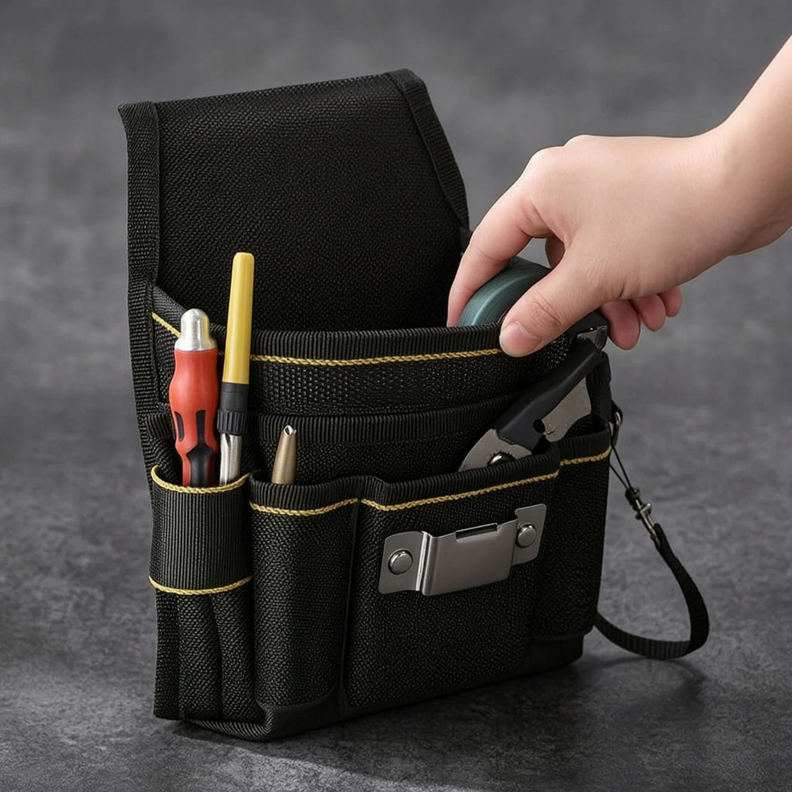 Waist Tool Pouch with Belt Wear-Resistant Tool Belt Pouch Long-Lasting Adjustable for Handymen, Home Repairs, Jobsite