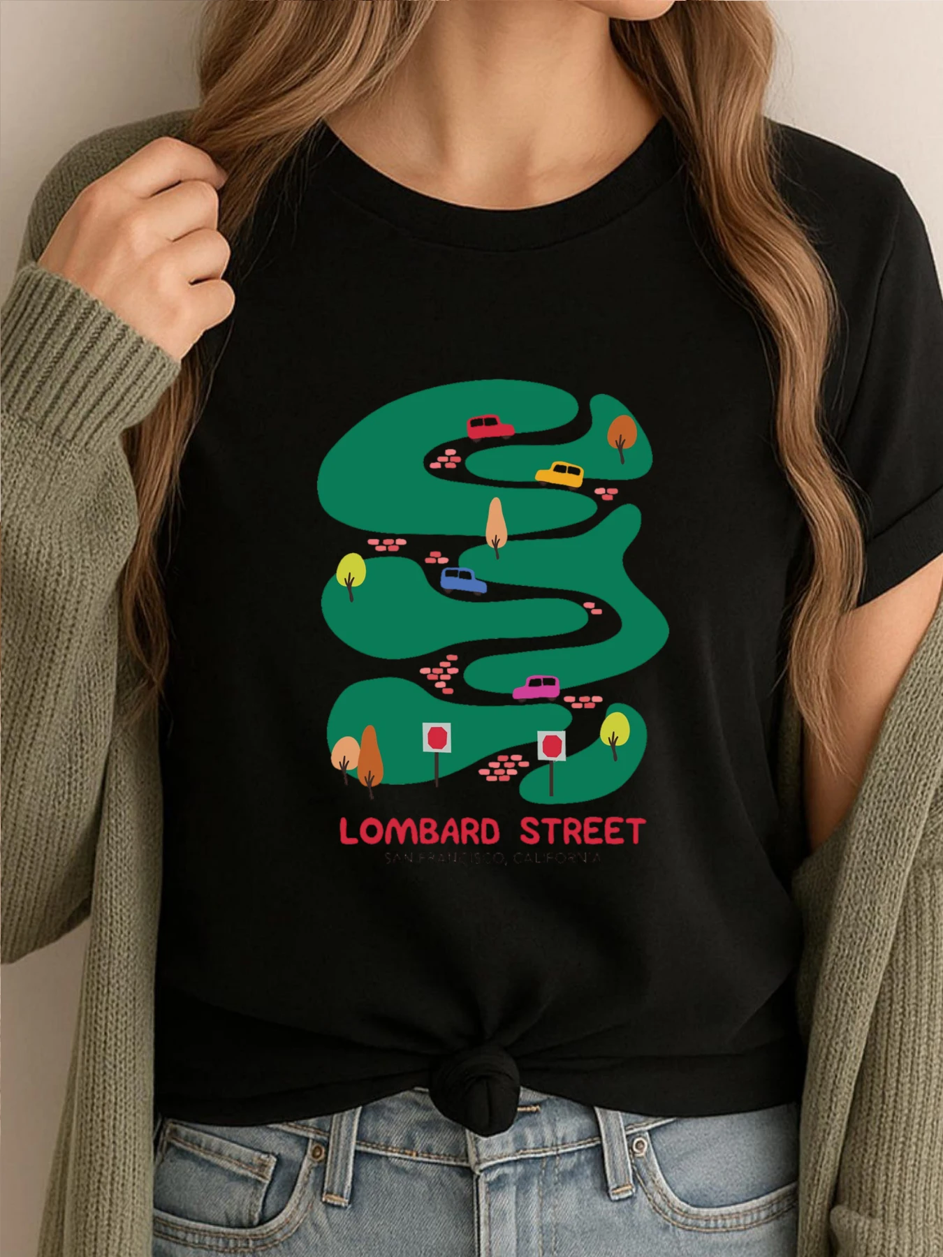 

Ломбард уличная футболка с рисунком Сан-Франциско, мужская хлопковая забавная футболка с принтом Camiseta, мужские повседневные модные топы