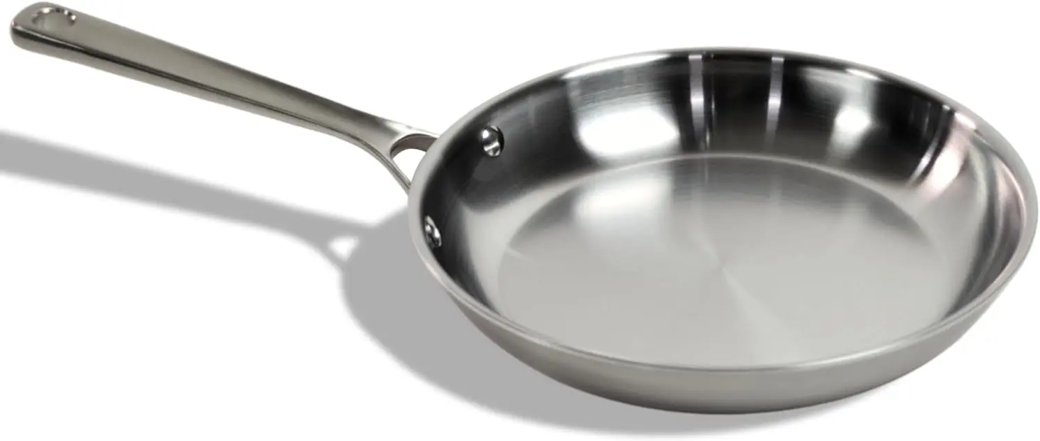 

10.5" Carbon Steel Frying Pan, 3-Ply with Aluminum Core, Lightweight 2.4 lbs, Even Heating, Stick-Resistant Seasoned, Fast Heating Skillet