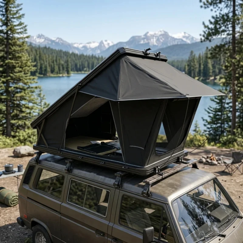 High Quality All Season Waterproof Aluminum Rooftop Tent with Solar Panel Exterior Parts for Off-road Vehicles